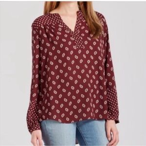 NYDJ Burgundy Patterned Blouse EUC